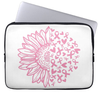 Pink Ribbon Brustkrebs Bewusstsein Sonnenblume Laptopschutzhülle