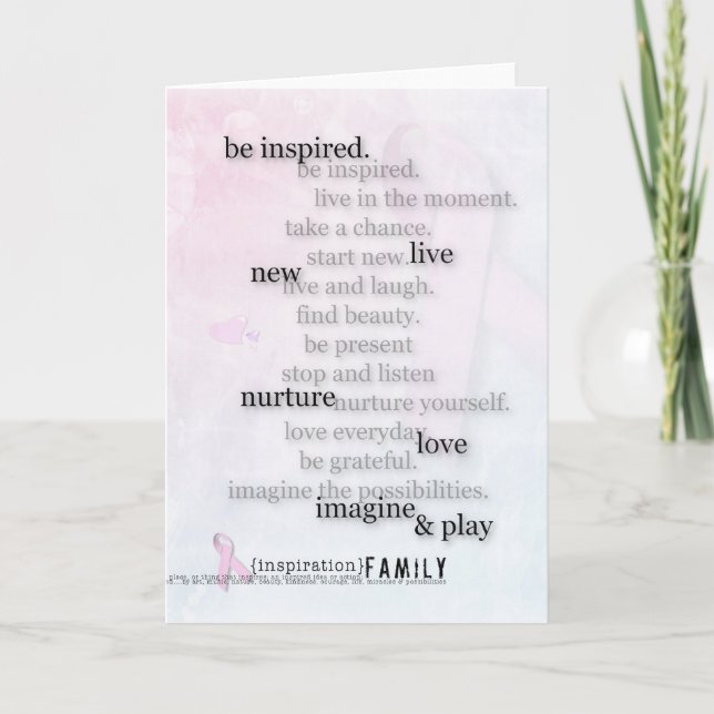 Pink Ribbon Brustkrebs Inspirationskarte Karte (Vorderseite)