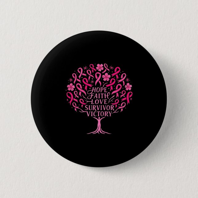 Pink Ribbon Brustkrebs Überleben Hoffnung Glaube L Button (Vorderseite)