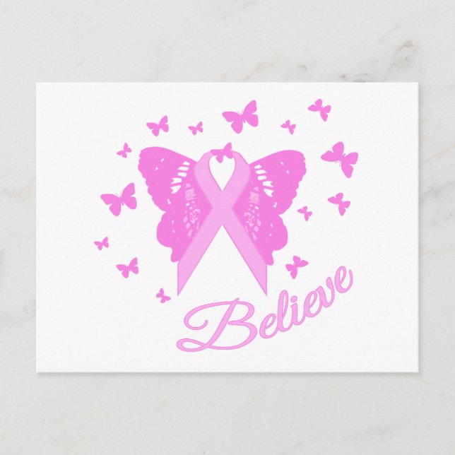 Pink Ribbon Butterfly Bewusstsein Postkarte (Vorderseite)