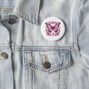 Pink Ribbon Butterfly Brustkrebs Bewusstsein Button
