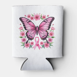 Pink Ribbon Butterfly Brustkrebs Bewusstsein Dosenkühler