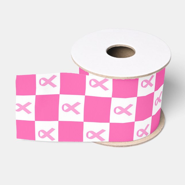 Pink Ribbon Checkerboard – Breast Cancer Awareness Ripsband (Spule)