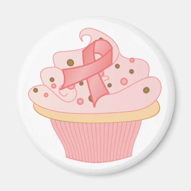 Pink Ribbon Cupcake Magnet (Vorne)