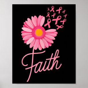 Pink Ribbon Daisy Blume Faith Breast Cancer Aware Poster