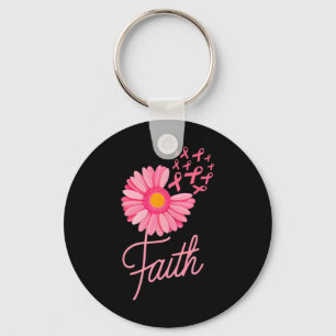 Pink Ribbon Daisy Blume Faith Breast Cancer Aware Schlüsselanhänger