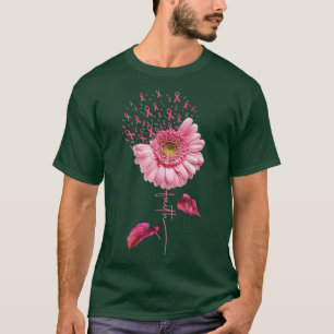 Pink Ribbon Daisy Faith  Breast Cancer Awareness M T-Shirt