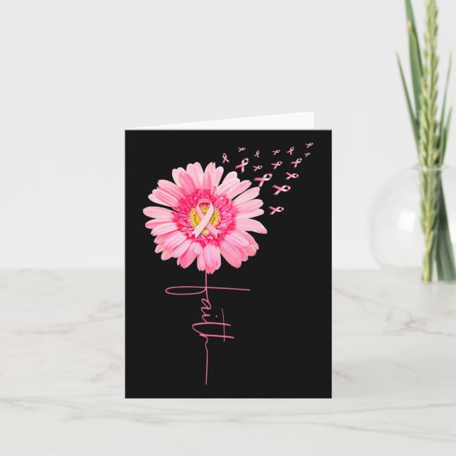 Pink Ribbon Daisy Faith - Brustkrebs-Bewusstsein Karte (Vorderseite)