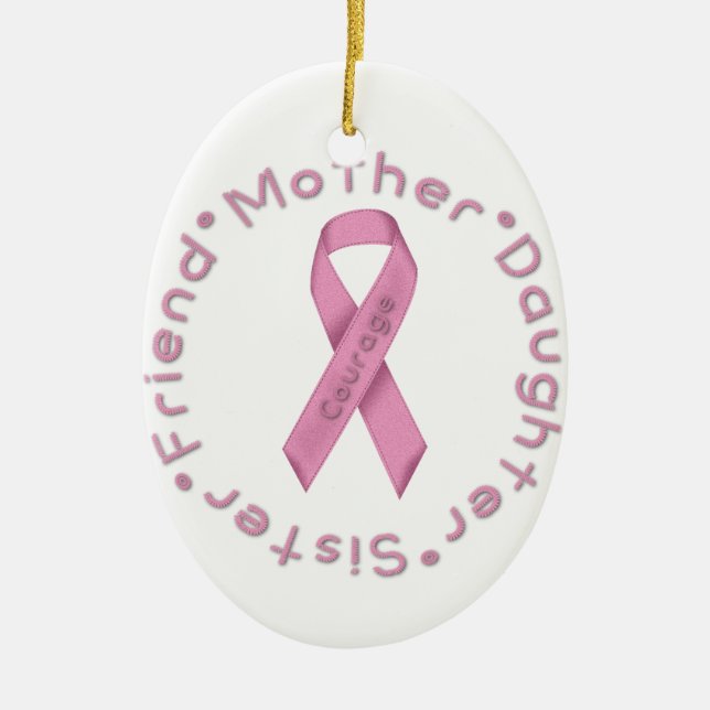 Pink Ribbon der Mut Keramikornament (Vorne)