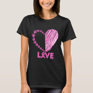 Pink Ribbon Dog Inspirational Breast Cancer T-Shirt