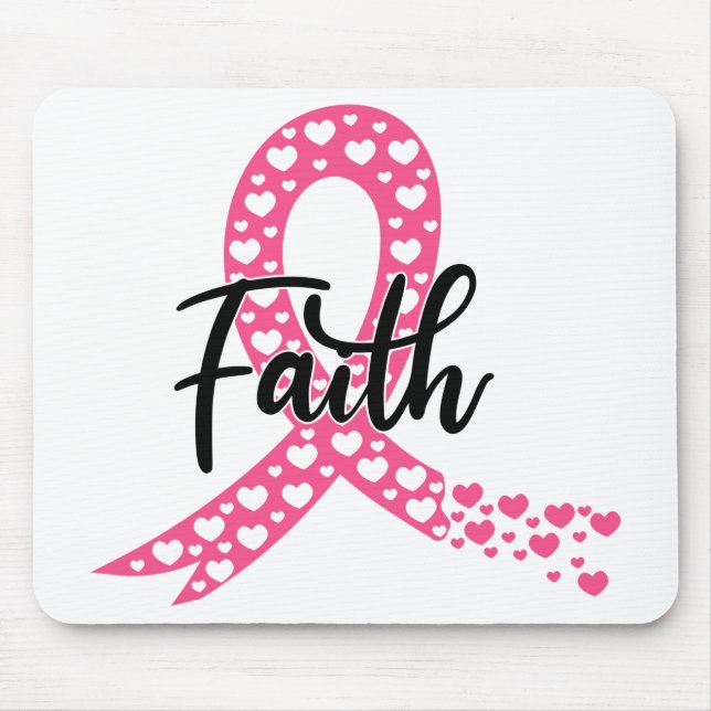 Pink Ribbon Faith Fighter Krieger Brustkrebs Mousepad (Vorne)