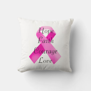 Pink Ribbon Faith Throw Kissen