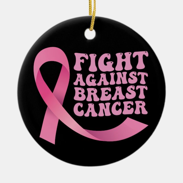 Pink Ribbon Frauen Krebs Bewusstsein Brustkrebs Keramik Ornament (Vorne)