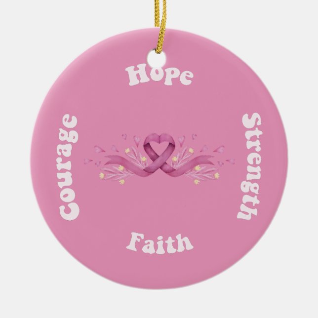 Pink Ribbon Frauen Krebs Bewusstsein Brustkrebs Keramik Ornament (Vorne)