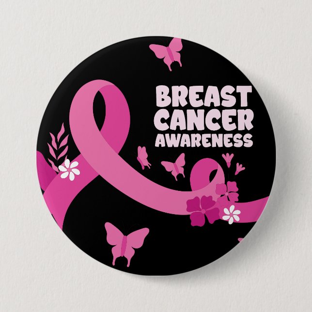 Pink Ribbon Frauen Krebs Brustkrebs Bewusstsein Button (Vorderseite)