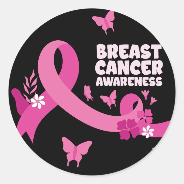 Pink Ribbon Frauen Krebs Brustkrebs Bewusstsein Runder Aufkleber (Vorderseite)