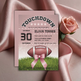 Pink Ribbon Fußball Touchdown Baby Dusche Einladung