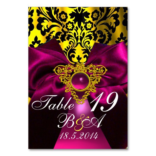 PINK RIBBON GOLD CELTIC HERZ DAMASK MONOGRAMM TISCHNUMMER (Vorderseite)