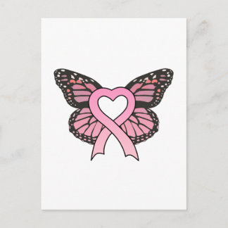 Pink Ribbon Herz Schmetterling Postkarte