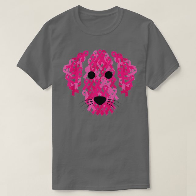 Pink Ribbon Hund Inspiration Brustkrebs Awaren T-Shirt (Design vorne)