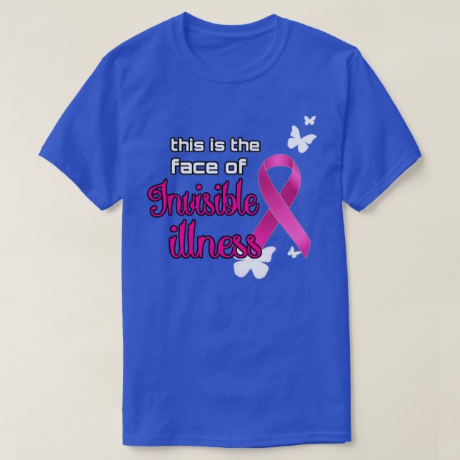 Pink Ribbon Invisible Illness Awareness T-Shirt (Design vorne)