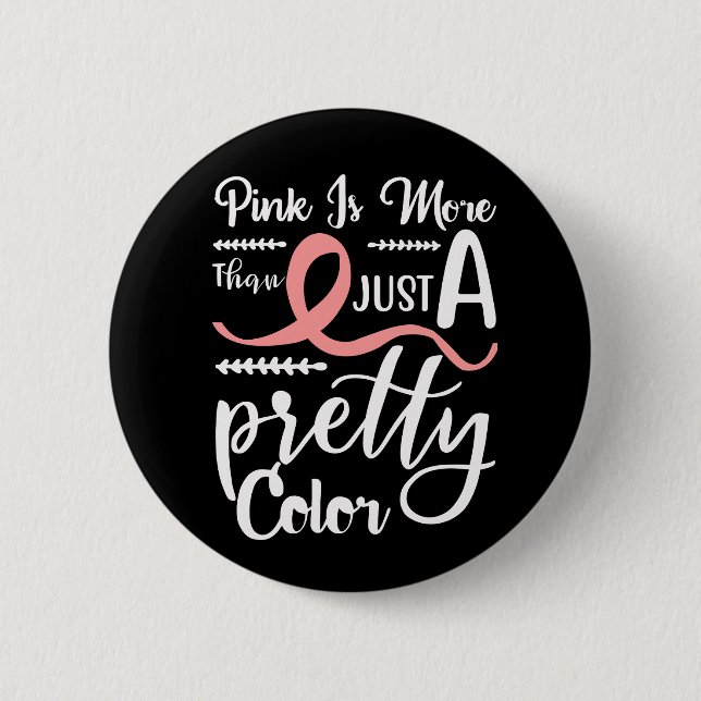 Pink Ribbon Kämpfer überleben Krieger Brustkrebs Button (Vorderseite)