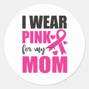 Pink Ribbon Kämpfer Überlebende Mama Brustkrebs Runder Aufkleber