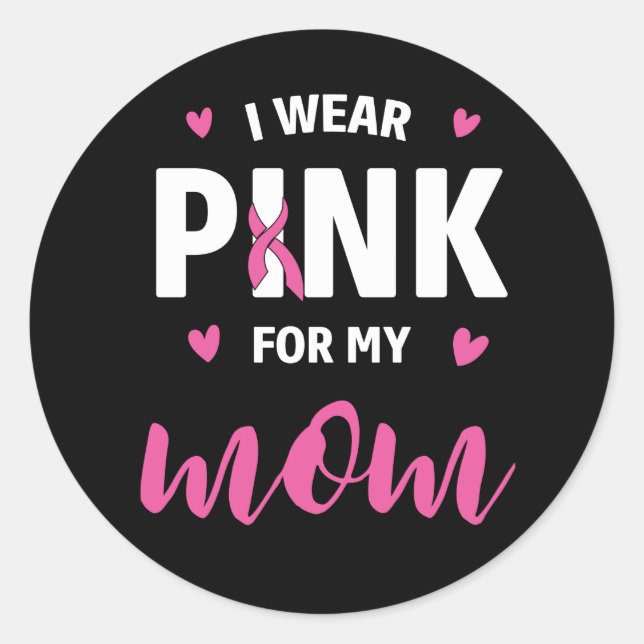 Pink Ribbon Kämpfer Überlebende Mama Brustkrebs Runder Aufkleber (Vorderseite)