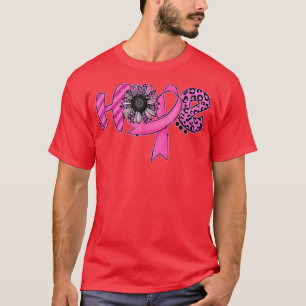 Pink Ribbon Leopard Sonnenblumen Brustkrebs T-Shirt
