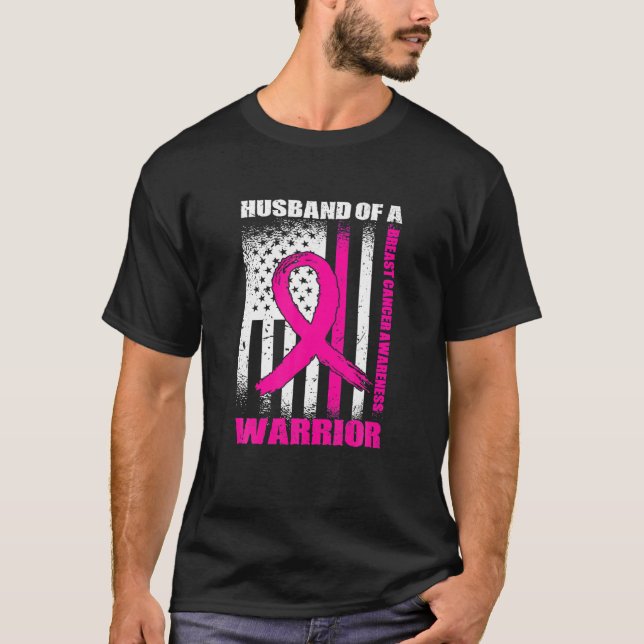 Pink Ribbon Mann eines Brustkrebs-Awa des Kriegers T-Shirt (Vorderseite)
