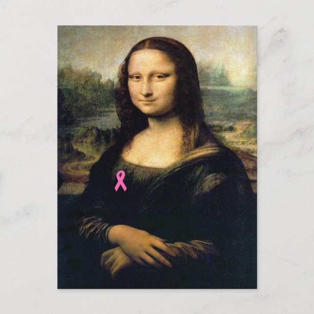 Pink Ribbon Mona Lisa Postkarte (Vorderseite)