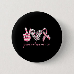 Pink Ribbon Peace Liebe heilen Brustkrebs Auswaren Button