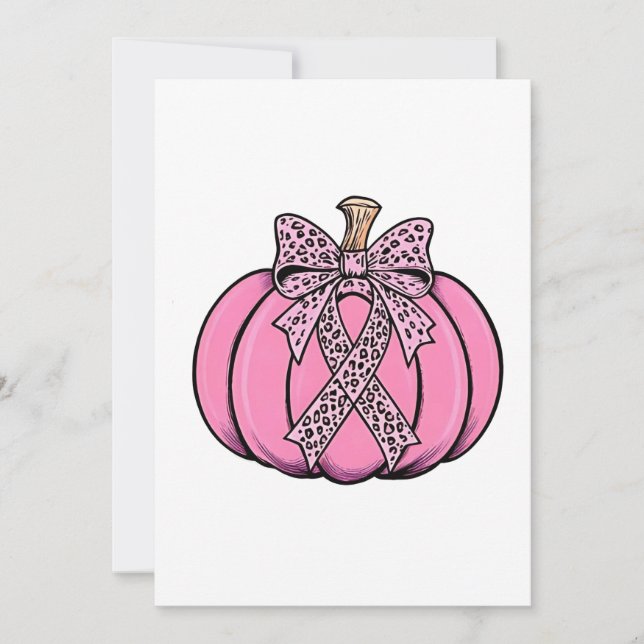Pink Ribbon Pumpkin Gesicht Halloween Brustkrebs Einladung (Vorderseite)