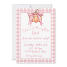 Pink Ribbon Pumpkin, Gingham Pink Girl Fall Bow in