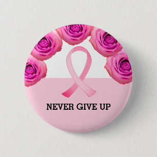 Pink Ribbon & Rose Brustkrebs Bewusstsein   Button