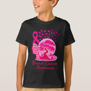 Pink Ribbon Sakura Bonsai Tree Mount Fuji Japanisc T-Shirt