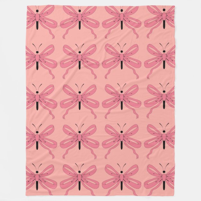 Pink Ribbon-Schmetterlinge Fleecedecke (Vorderseite)