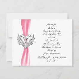 Pink Ribbon Silver Swans Junggeselinnen-Abschied l Einladung