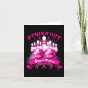 Pink Ribbon Strike out Breast Cancer Awareness Bow Karte