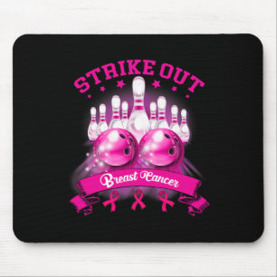 Pink Ribbon Strike out Breast Cancer Awareness Bow Mousepad