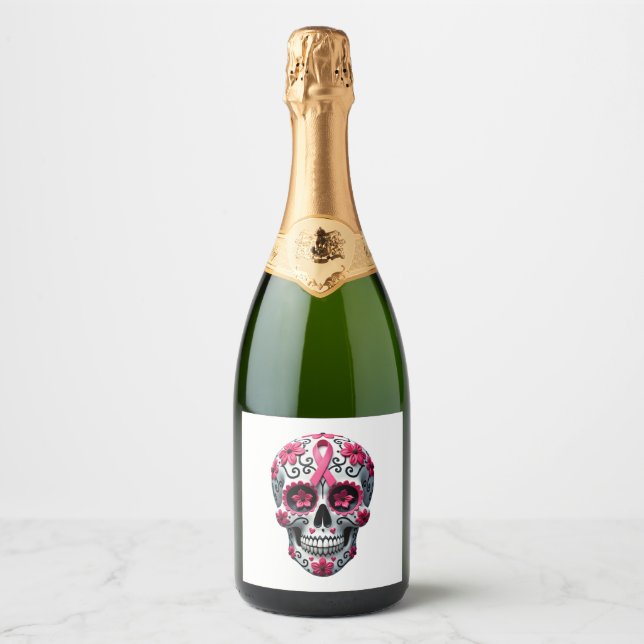 Pink Ribbon Sugar Skull Calavera Breast Cancer Awa (Vorderseite)