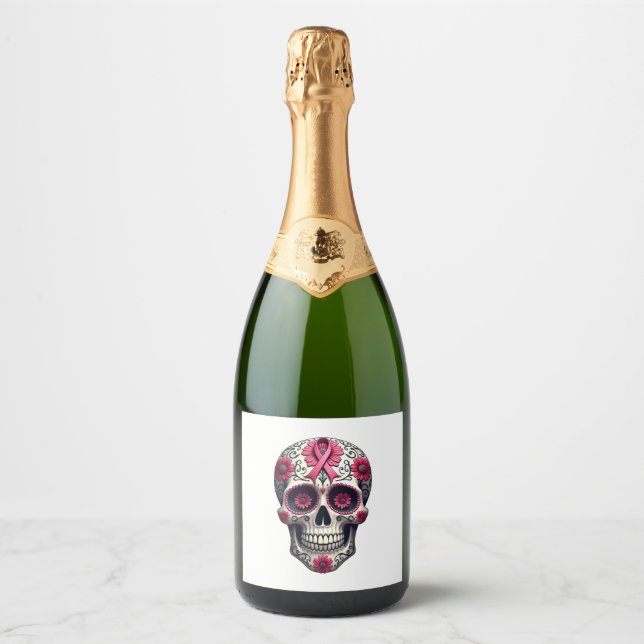 Pink Ribbon Sugar Skull Calavera Breast Cancer Awa (Vorderseite)