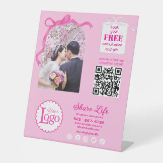 Pink Ribbon Wedding Business Promotion Sockelschild