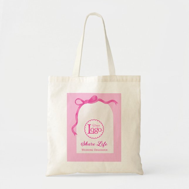 Pink Ribbon Wedding Organizer Business Promotion Tragetasche (Vorne)