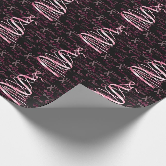 Pink Ribbon Weihnachtsbaum Brustkrebs Bewusstsein Geschenkpapier (Ecke)
