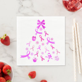 Pink Ribbon Weihnachtsbaum Serviette