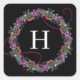 Pink Ribbon Weihnachtsfeier Quadratischer Aufkleber