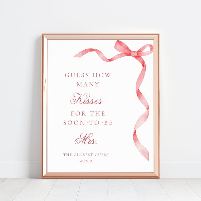 Pink Ribbon Wie viele Kisses Brautparty signieren Poster (Von Creator hochgeladen)