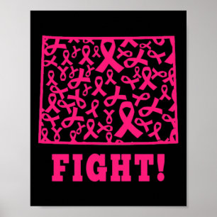 Pink Ribbon Wyoming Wy Staat Brustkrebs bekämpfen Poster