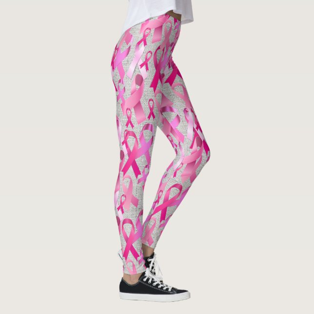 Pink Ribbon zu Brustkrebs Überleben Hübsch Leggings (Rechts)